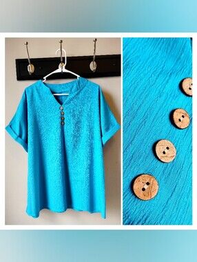 Textured Tunic Turquoise Silky Top